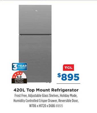 Betta Tcl 420l Top Mount Refrigerator offer