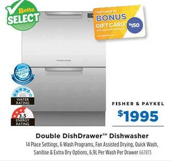 Betta Fisher & Paykel Double Dishdrawer Dishwasher offer