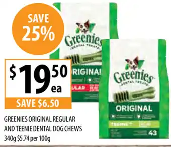 Supabarn Greenies Original Regular and Teenie Dental Dog Chews 340g offer