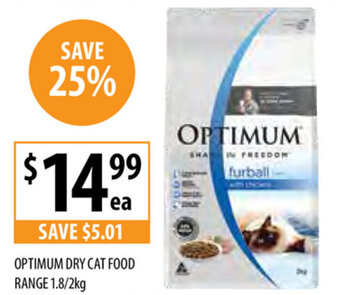 Supabarn Optimum Dry Cat Food Range 1.8/2kg offer