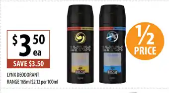 Supabarn Lynx Deodorant Range 165ml offer