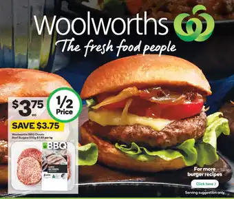 Woolworths Woolworth BBQ Classic Beef Burgers 500g offer