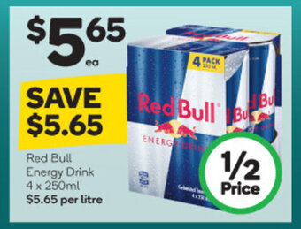 Woolworths Red Bull Energy Drink 4x250ml offer