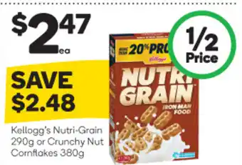 Woolworths Kellogg's Nutri-Grain 290g Or Crunchy Nut Cornflakes 380g offer