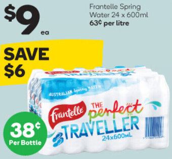 Woolworths Frantelle Spring Water 24x600ml offer