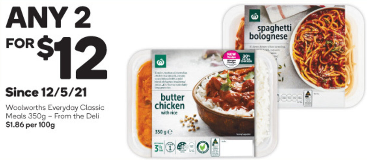 Woolworths Everyday Classic Meals 350g offer at Woolworths