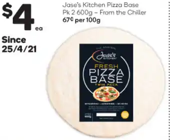 Woolworths Jase's Kitchen Pizza Base Pk 2 600g offer