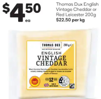 Woolworths Thomas Dux English Vintage Cheddar or Red Leicester 200g offer