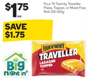 Four 'N Twenty Traveller Pizza, Topper, or Meat Free Roll 125-160g