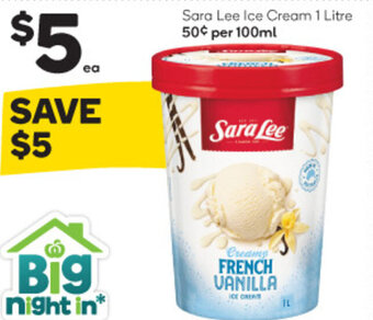Woolworths Sara Lee Ice Cream 1 Litre offer