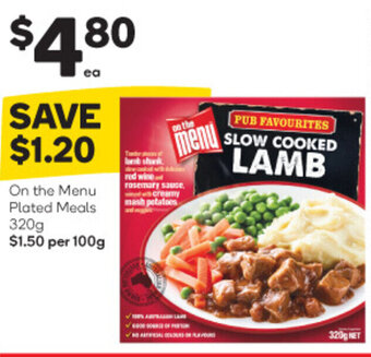Woolworths On the Menu Plated Meals 320g offer