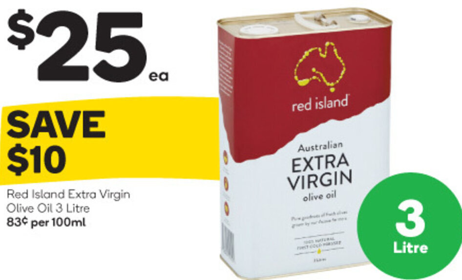 Red Island Extra Virgin Olive Oil 3 Litre offer at Woolworths