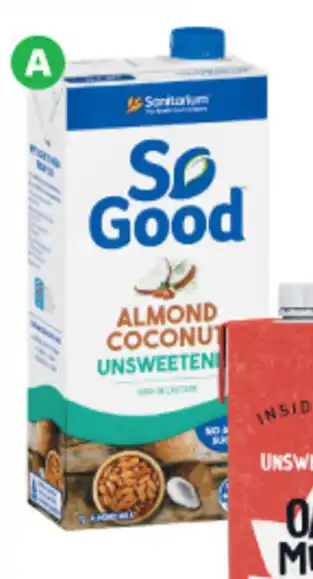 Saniturium So Good Unsweetened Almond or Almond Coconut Milk 1 Litre