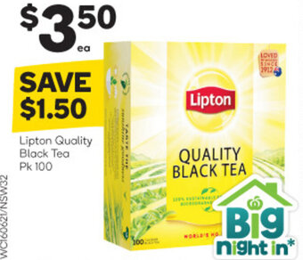 Woolworths Lipton Quality Black Tea Pk 100 offer