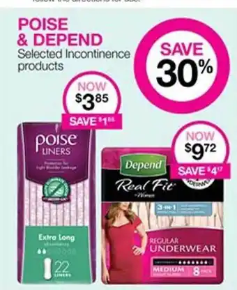 Priceline Poise & Depend Incontinence Products offer