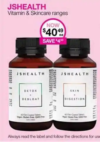 Priceline Jshealth Vitamin & Skincare Ranges offer