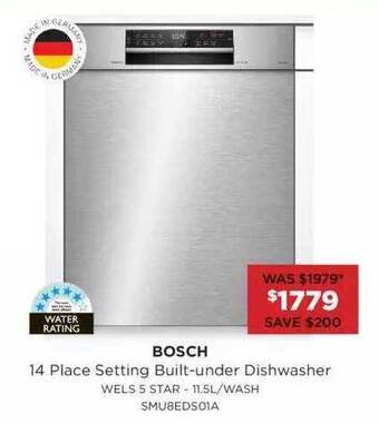 Bing Lee Bosch 14 Place Setting Built-Under Dishwasher offer