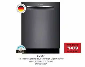 Bing Lee Bosch 15 Place Setting Built-Under Dishwasher offer