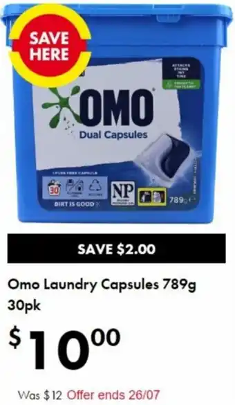 The Reject Shop Omo Laundry Capsules 789g 30pk offer