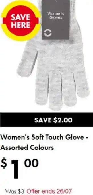 The Reject Shop Women's Soft Touch Glove- Assorted Colours offer