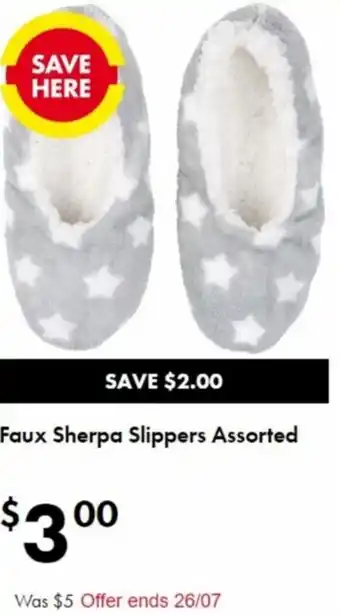The Reject Shop Faux Sherpa Slippers Assorted offer