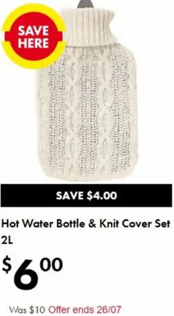 The Reject Shop Hot Water Bottle & Knit Cover Set 2L offer