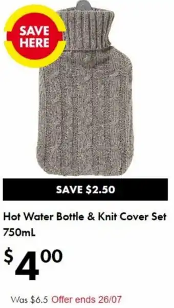 The Reject Shop Hot Water Bottle & Knit Cover Set 750ml offer