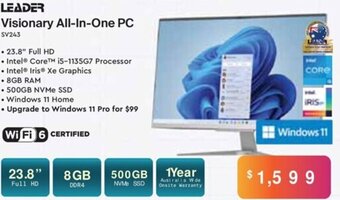 Leader Computers Leader Visionary All-In-One PC offer