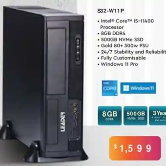 Leader Computers Leader Corporate Slim Deskotop/Windows 11 Pro S32-W11P offer