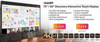 Leader 75" / 86" Discovery Interactive Touch Display MNIP-LE-86PV71