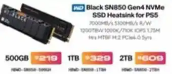Black SN850 Gen4 NVMe SSD Heatsink For PS5 500GB