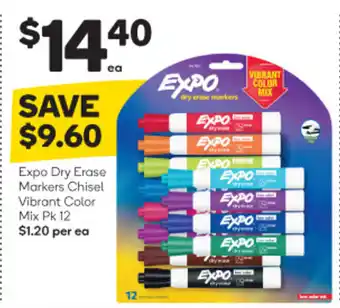 Woolworths Expo Dry Erase Markers Chisel Vibrant Color Mix Pk 12 offer