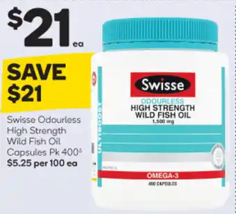 Woolworths Swisse Odourless High Strength Wild Fish Oil Capsules Pk 400^ offer