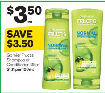 Woolworths Garnier Fructis Shampoo & Conditioner 315ml offer