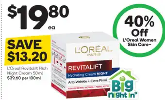 Woolworths L'Oreal Revitalift Rich Night Cream 50ml offer