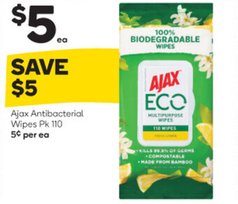 Woolworths Ajax Antibacterial Wipes Pk 110 offer