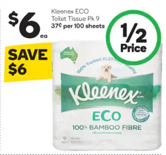 Woolworths Kleenex ECO Toilet Tissue Pk 9 offer