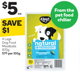 Woolworths 4 Legs Dog Food Meatballs 870g offer