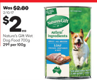 Woolworths Nature's Gift Wet Dog Food 700g offer