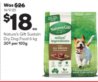 Woolworths Nature's Gift Sustain Dry Dog Food 6kg offer