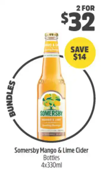 Woolworths Somersby Mango & Lime Cider Bottles 4x330ml offer