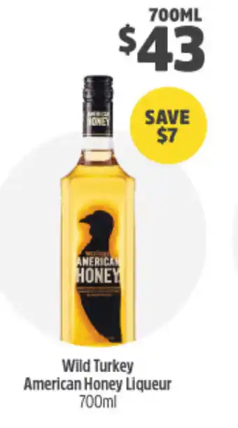 Woolworths Wild Turkey American Honey Liqueur 700ml offer