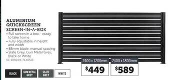 Stratco Aluminium Quickscreen Screen-in-a-box offer