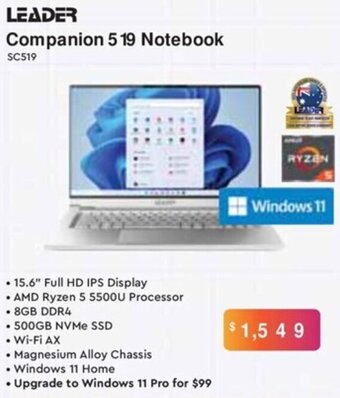 Leader Computers Leader Companion 519 Notebook offer