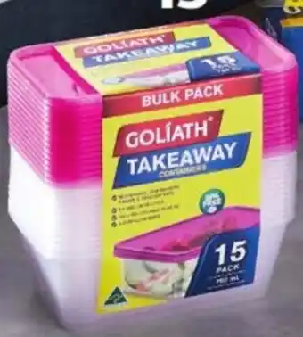 ALDI Goliath Takeaway Containers 15pk offer