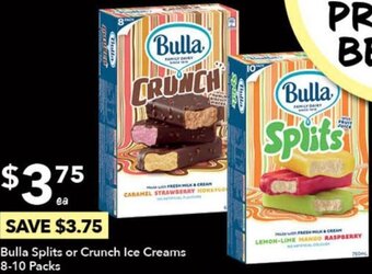 Ritchies Bulla Splits Or Crunch Ice Creams 8-10 Packs offer