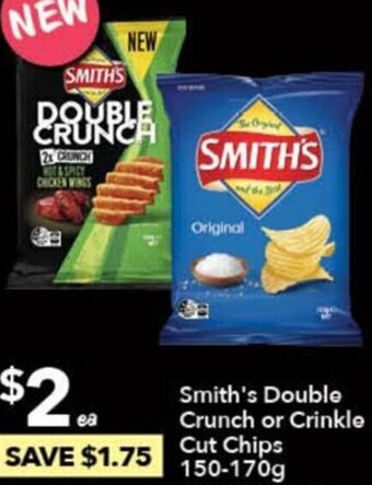 Ritchies Smith's Double Crunch or Crinkle Cut Chips 150-170g offer