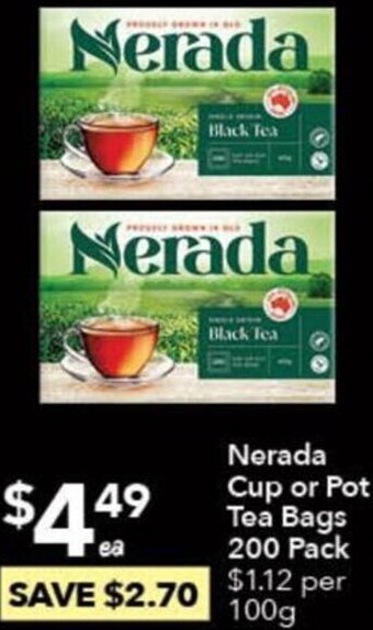 Ritchies Nerada Cup or Pot Tea Bags 200 Pack 100g offer