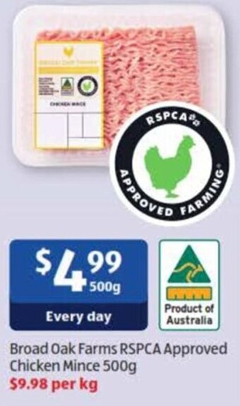 ALDI Broad Oak Farms RSPCA Approved Chicken Mince 500g offer