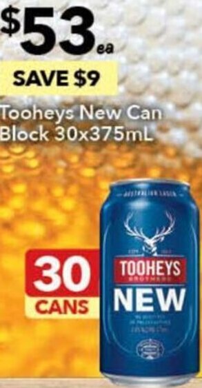 Ritchies Tooheys New Can Block 30x375ml offer